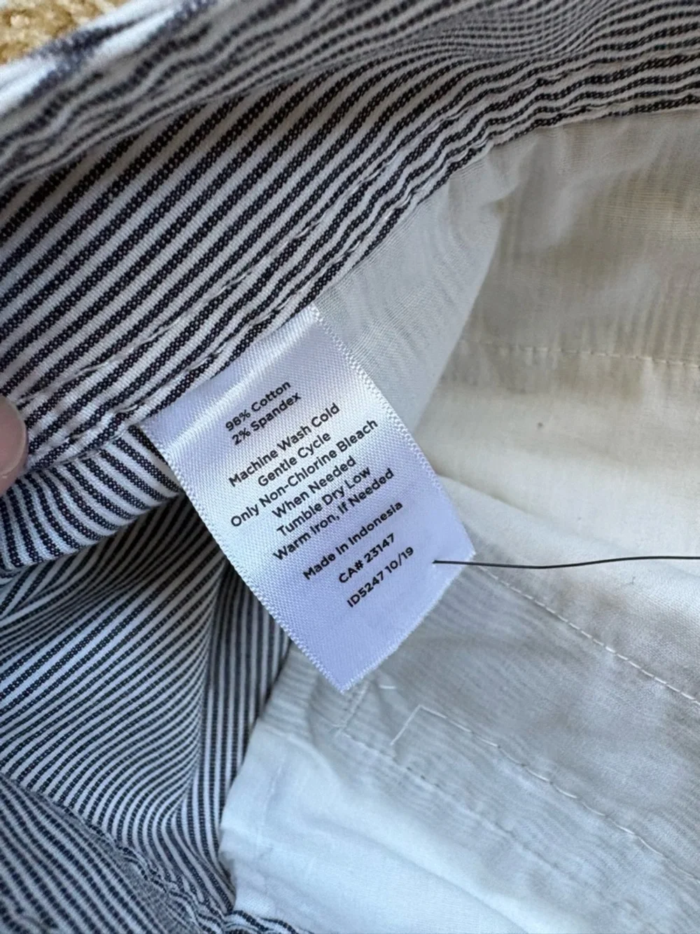 Talbots Wide Leg Crop‎ Chino Pants Blue White Stripe High Rise 20W NWT